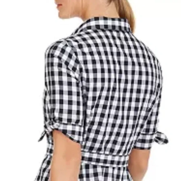 Calvin Klein Modern 1950’s Gingham Shirt Dress - Picture 4 of 11